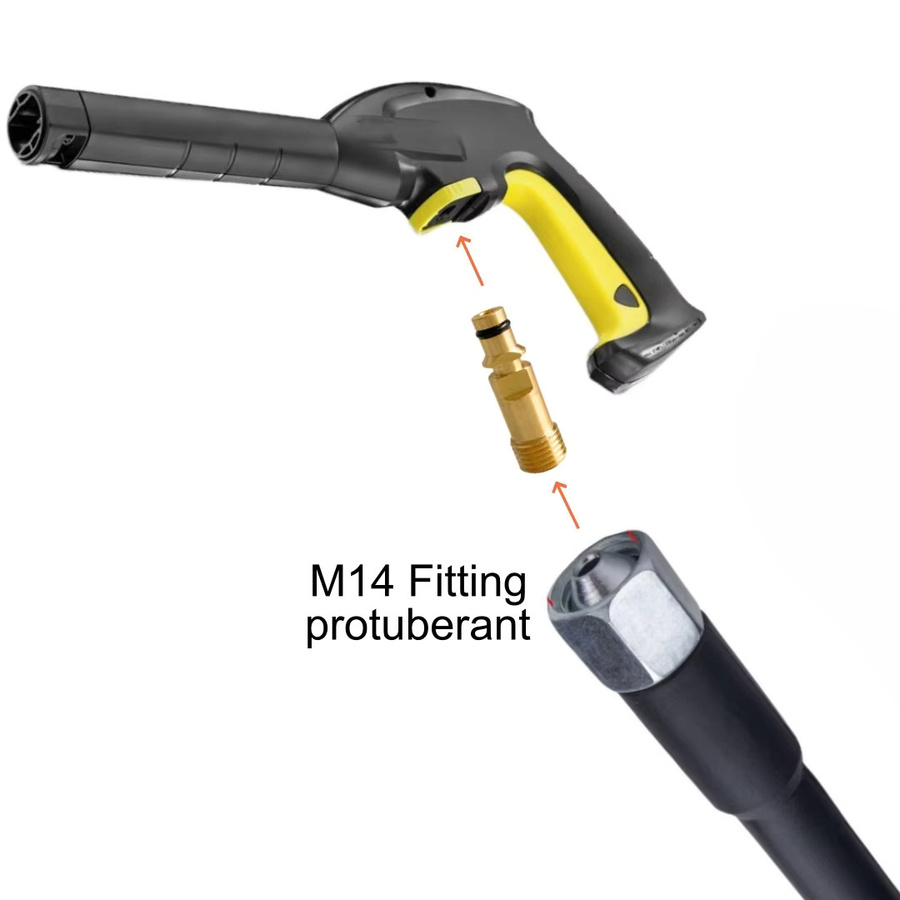 Wasser Eingang Port Adapter zu M14 Fitting Schlauch für Kärcher Lavor Parkside Daewoo in Gold - Bild 2