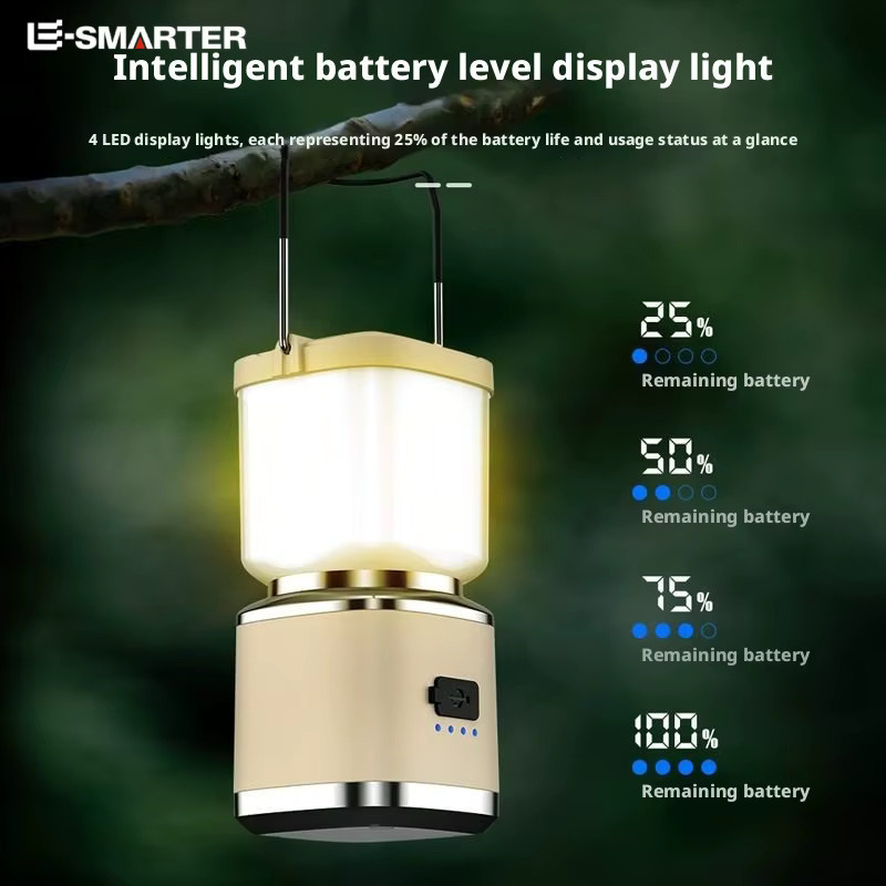 ESMARTER Mini-Campinglaterne beige, wiederaufladbare Tischlampe mit omnidirektionaler Beleuchtung für Zelt und Outdoor - Bild 3