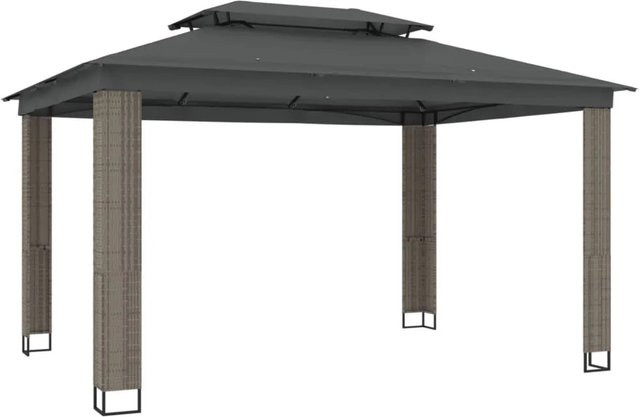 Furnicato Pavillon mit Doppeldach aus Stahl in Anthrazit B/T/H: 394 x 296 x 265 cm - Bild 1