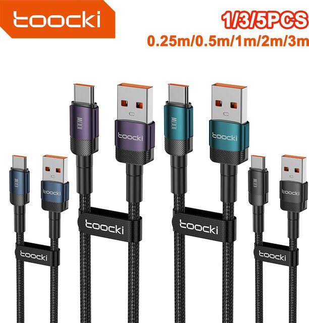 Toocki 3er-Pack USB-C-Kabel mit 100W Schnellladung und QC4.0 in Schwarz - Bild 1