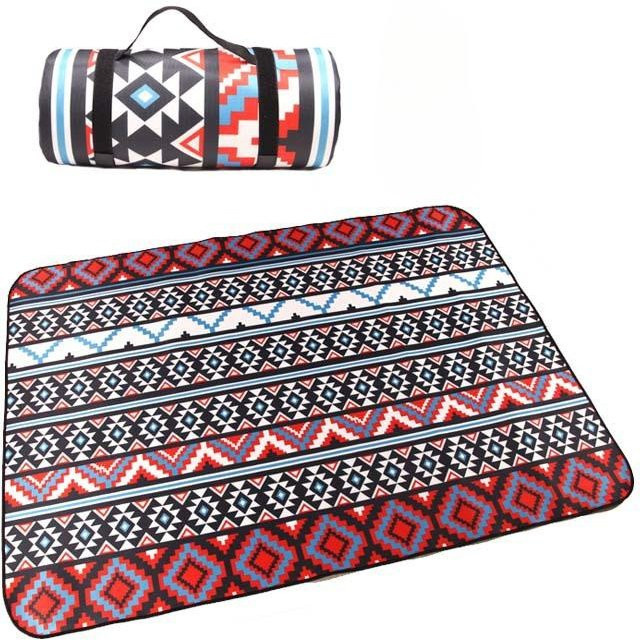 Binchi Outdoor Picknickmatte im Ethno-Stil, feuchtigkeitsbeständige und fleckresistente Campingmatte aus Polyester, Mehrfarbig, B/T: 200 x 150 cm - Bild 1