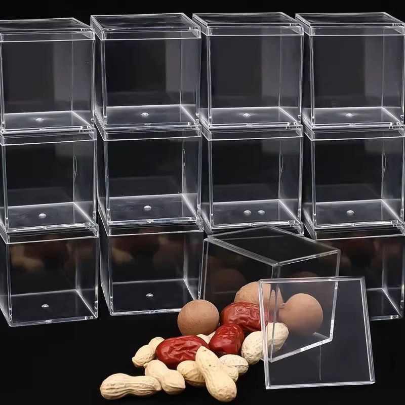Transparente Acryl-Boxen mit Deckel als quadratische Aufbewahrungsbox und Vitrine für Lebensmittel oder Süßigkeiten, B/T/H: 5,5 x 5,5 x 5,5 cm - Bild 4