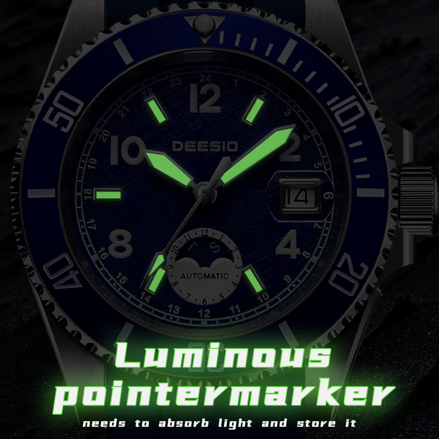 Deesio Armbanduhr, Automatik, Edelstahl, Blau, Herren - Bild 2