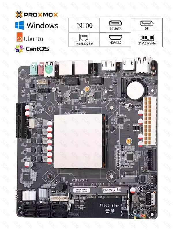 SZJN Mini ITX Motherboard N100 für DIY NAS, DDR4, 2x 2.5G RJ45, 6x SATA3.0, 2x M.2 NVME, Schwarz - Bild 6