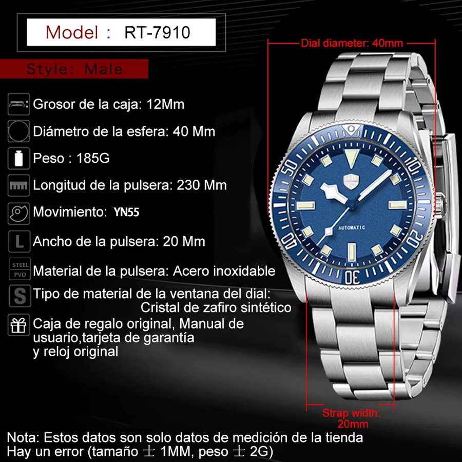 Rollstimi Armbanduhr Automatik, Edelstahl, Blau, Saphirglas, Herren - Bild 6