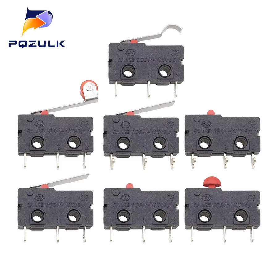 5er Set Mini Micro Endschalter mit Rollenhebel, SPDT NO NC, 5A 125V 250V, Schwarz von PQZULK - Bild 2