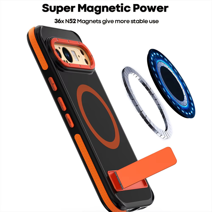 Stoßfeste magnetische Handyhülle für Google Pixel 9 und Pixel 10 Pro XL 5G mit Metall-Linsenring-Schutz in Schwarz - Bild 2