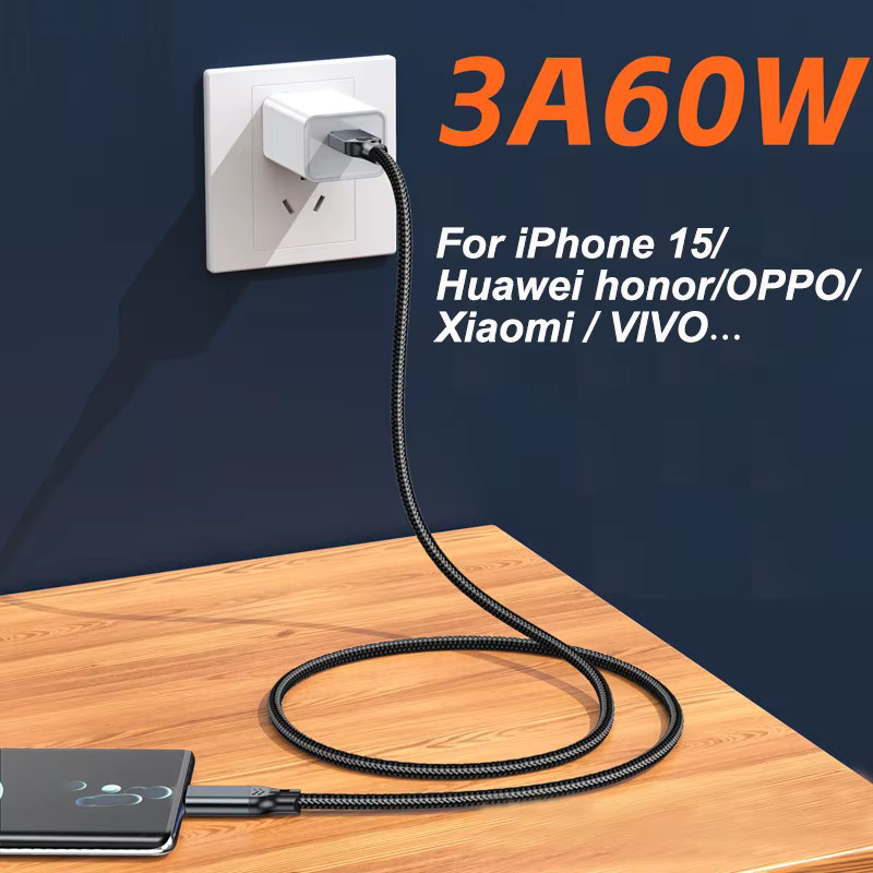 USB-A auf USB-C Datenkabel Schwarz mit 10 Gbit/s Übertragungsrate und 60 W Schnellladefunktion QC 3.0 - Bild 5