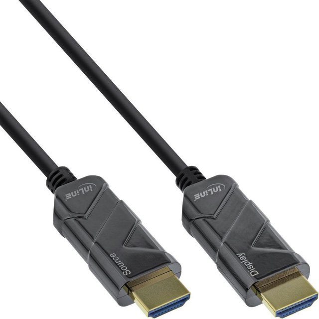 INLINE Ultra High Speed HDMI Glasfaser Kabel Schwarz, 25 m, Active Optical Cable (AOC) mit Unterstützung für 8K 60 Hz und 4K 120 Hz, HDMI (M) auf HDMI (M) - Bild 1