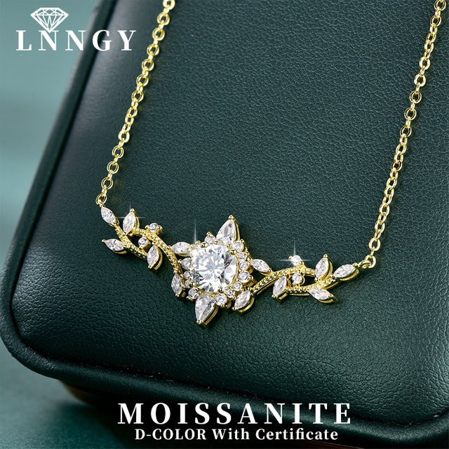 Lnngy Halskette, Moissanit, 14 Karat Gold gefüllt, Damen - Bild 1