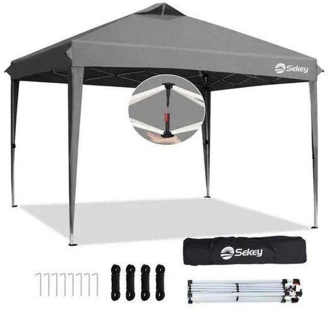 Sekey Faltpavillon Grau aus Oxford-Gewebe mit UV-Schutz und Belüftung B/T/H: 300 x 300 x 260 cm - Bild 1
