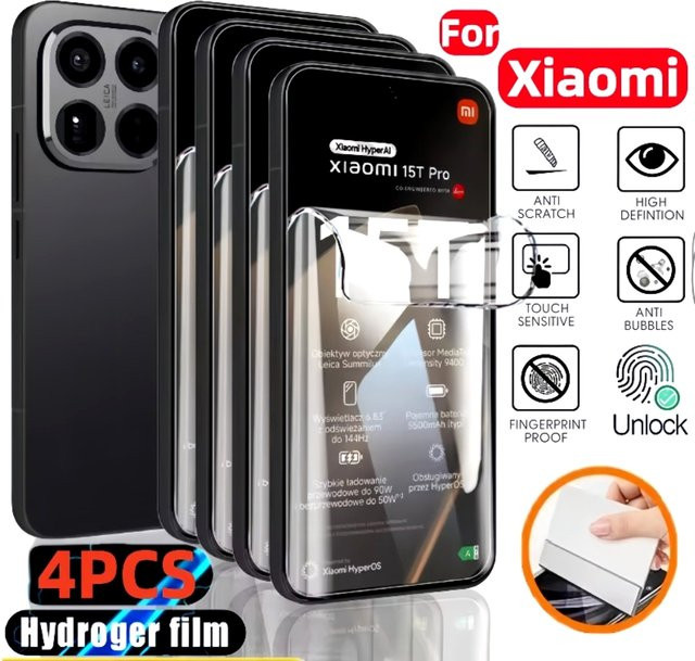 4 Stück Ultra HD Hydrogel-Displayschutzfolien für Xiaomi 17 15 14 Ultra Pro 15T 14T 13T 12T Pro, transparent und kratzfest - Bild 1