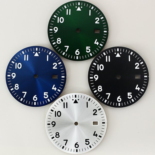 Pilotenuhr, 33,8 mm, grün leuchtendes Einzeldatum-Zifferblatt, Schwarz - Bild 1