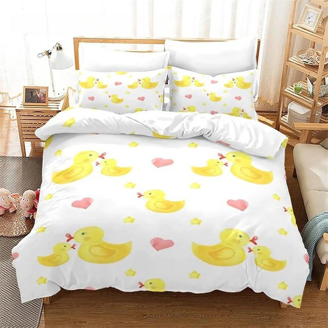 Bettwäsche Set Gelbe Ente von Your Warm Home mit Bettbezug und Kissenbezug in Gelb und Weiß, B/H: 135 x 200 cm - Bild 1