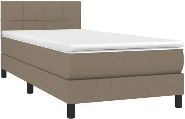 vidaXL Boxspringbett Hybrid mit Matratze und LED-Beleuchtung in Taupe, B/T/H: 90 x 193 x 78 cm - Bild 1