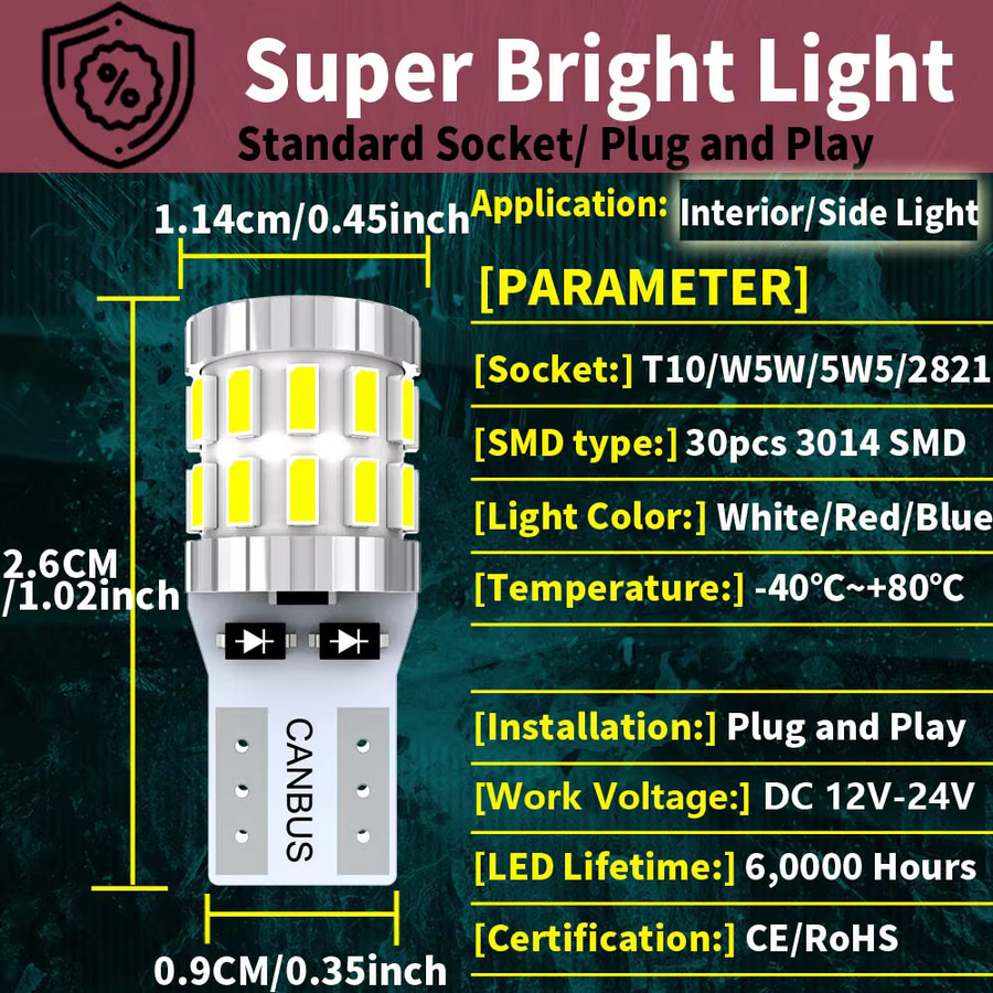 Neallor T10 W5W LED Innenraumbeleuchtung Set aus 2 Stück in Weiß für Auto Leselampe und Dome Licht - Bild 3