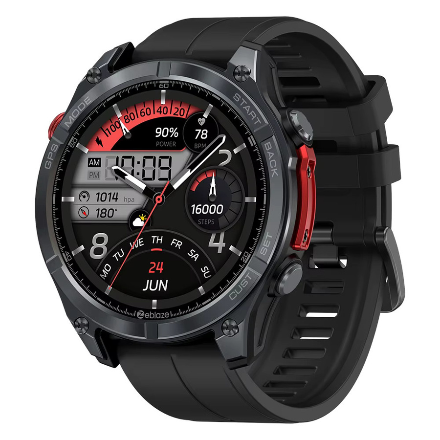 Zeblaze Stratos 4 GPS-Smartwatch mit 1,43-Zoll-AMOLED-Display in Schwarz, integriertem Kompass, barometrischem Höhenmesser, Taschenlampe und Sprachanruf-Funktion, 5 ATM wasserdicht - Bild 5