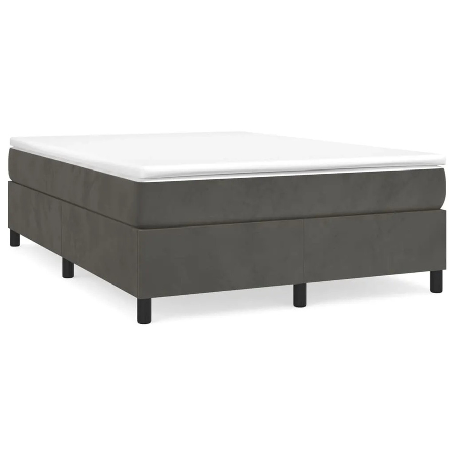 vidaXL Boxspringbett Hybrid mit Matratze aus Samt in Dunkelgrau, B/T/H: 140 x 190 x 35 cm - Bild 2
