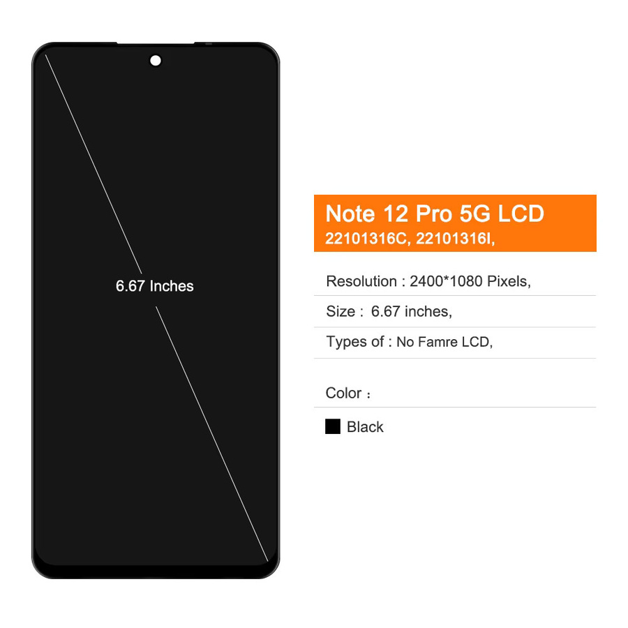 Xiaomi Redmi Note 12 Pro 5G LCD-Display mit Touchscreen und Rahmen, 6,67 Zoll - Bild 2