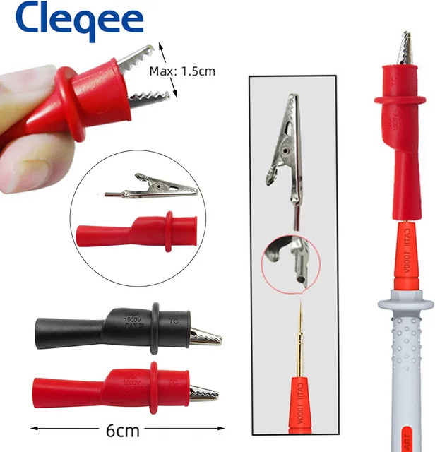 Cleqee P1506 Serie Universal-Multimeter Testleitungen Set mit Krokodilklemmen und 4mm Bananensteckern in Rot - Bild 1