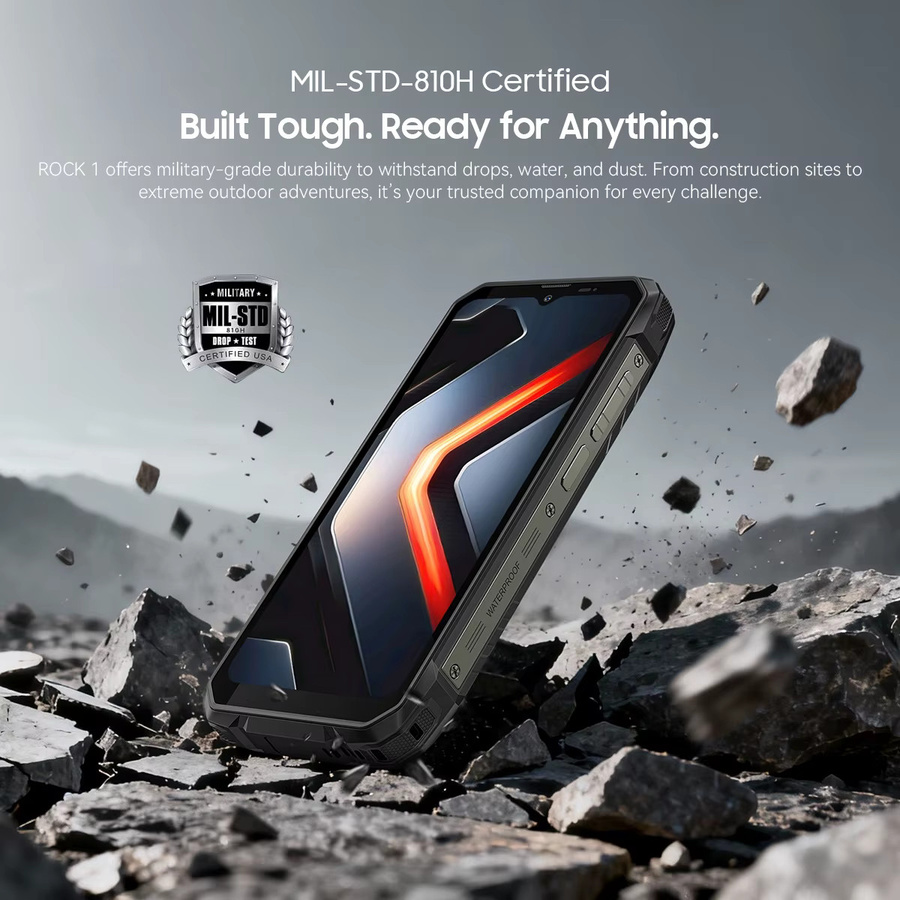 Blackview Rock 1 Outdoor-Smartphone mit Android 16, 256 GB Speicher, 15000mAh Akku und 6,56 Zoll HD+ Display, IP69K & IP68 zertifiziert, Schwarz - Bild 2