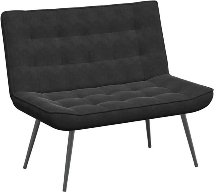 Vidaxl Sitzbank mit Rückenlehne aus Samt und Metall in Schwarz, B/T/H: 110 x 74 x 84 cm - Bild 1