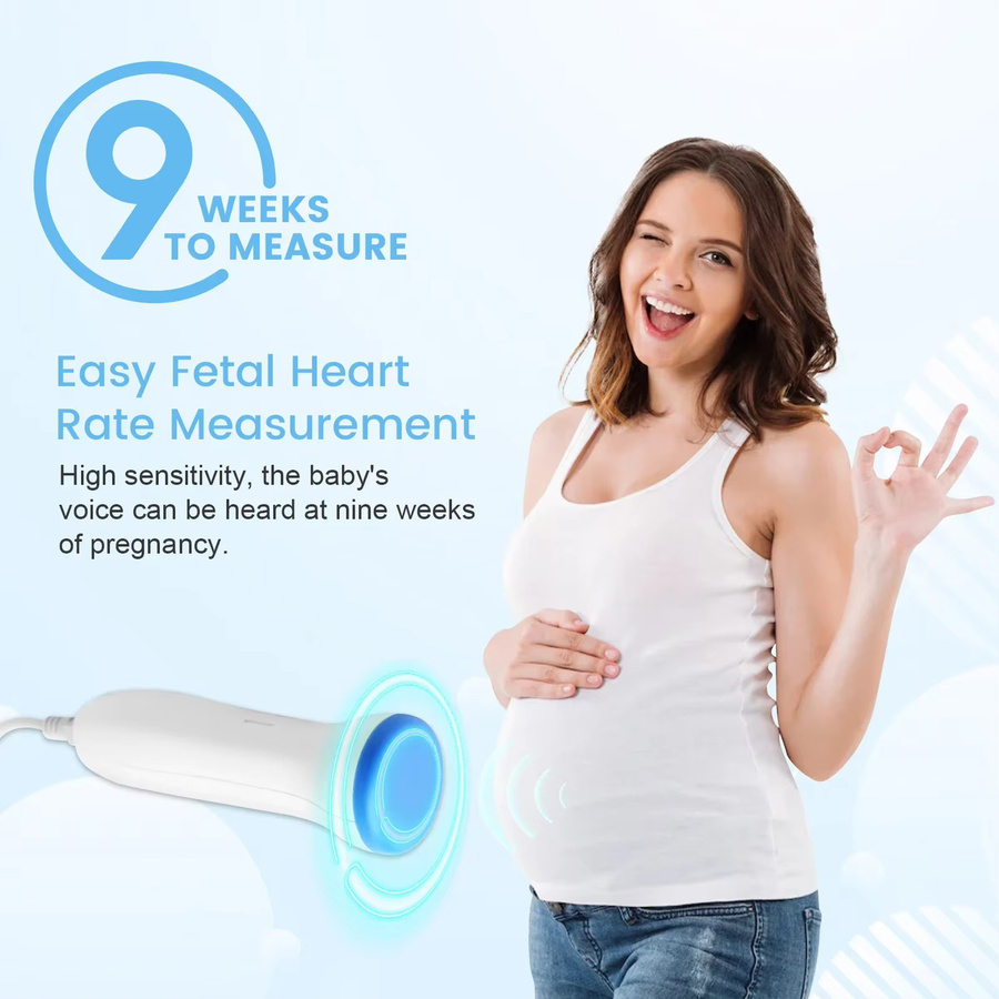 JBMBHC Digitaler Fetal-Doppler Baby-Herzschlag-Monitor mit 3 MHz Doppler-Technik in Pink und Weiß - Bild 2
