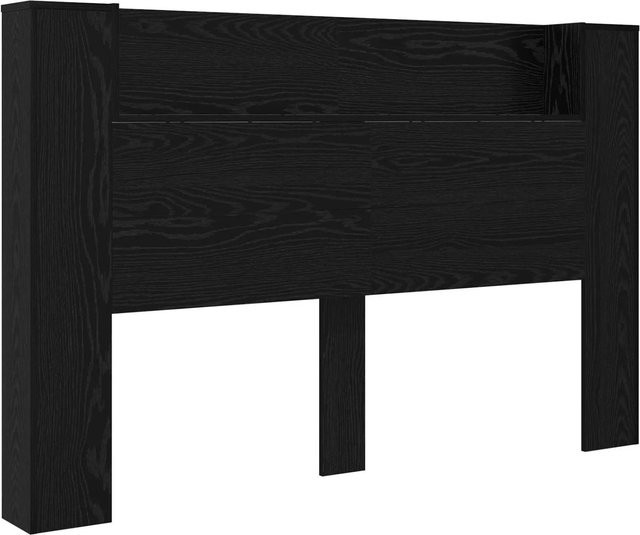 vidaXL Kopfteil-Schrank mit integrierter LED-Beleuchtung in Schwarz und Eichen-Optik, Wandmontage für das Schlafzimmer, B/H/T: 160 x 103,5 x 16,5 cm - Bild 1