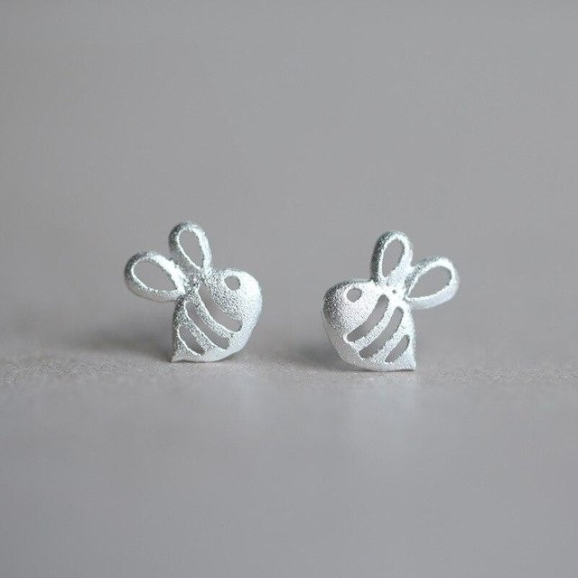Ohrstecker Bienen, Messing, Schwarz, Damen, 7mm x 8mm - Bild 1