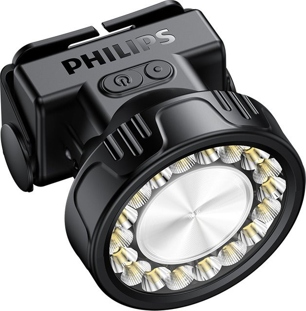 Philips LED-Scheinwerfer mit 19 Lampenperlen, 450 lm, wiederaufladbar, Farbe Schwarz, Weiß - Bild 1