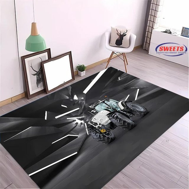 Karpetti Teppich mit Traktor-Muster, rutschfest und maschinengewebt, Farbe: Schwarz, B x T: 120 x 160 cm - Bild 1