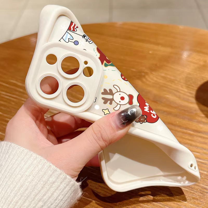 MOESOE Silikon Handyhülle mit Weihnachtsmusterdruck für iPhone 12 bis 17 Pro Max, luftstoßfest, blau/mehrfarbig - Bild 2