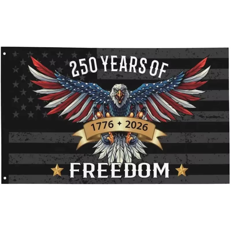 VIKAMA Wandteppich 250 Jahre Freiheit Vintage US-Flagge mit Amerikanischem Adler aus Polyester, Mehrfarbig, B/H: 60 x 40 cm - Bild 4