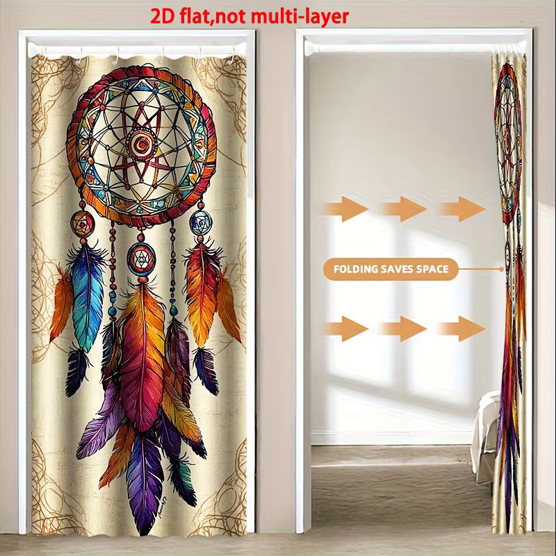 VIKAMA Traumfänger-Türvorhang in Multicolor mit bunten Federperlen im Boho-Stil als dekorative Wandverzierung - Bild 2