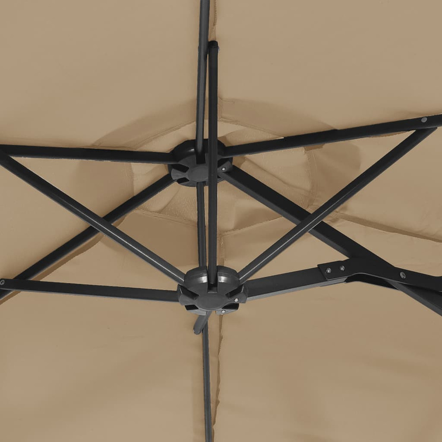 Vidaxl Doppel-Sonnenschirm mit LED in Beige, B: 316 cm, T: 240 cm, H: 240 cm - Bild 2