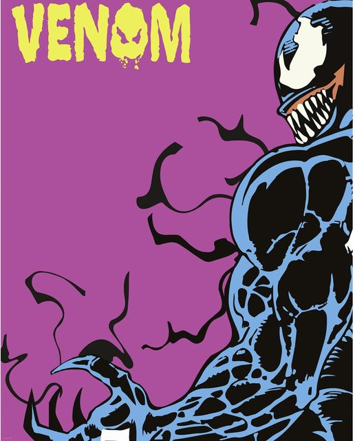 Komar Wandbild Marvel Venom Colourful Stare in Rosa und Multicolour, B: 40 cm, H: 50 cm - Bild 1