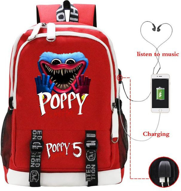 3-teiliges Schulrucksack-Set für Schüler in Rot aus Oxford-Stoff mit Schultasche, Schultergurt und Federmäppchen - Bild 1