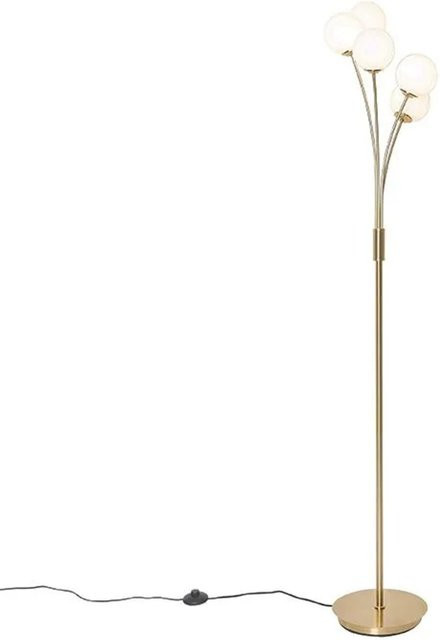 QAZQA Moderne Stehlampe Athens in Gold mit 5 Opalglas-Schirmen und Stahlgestell - Bild 1