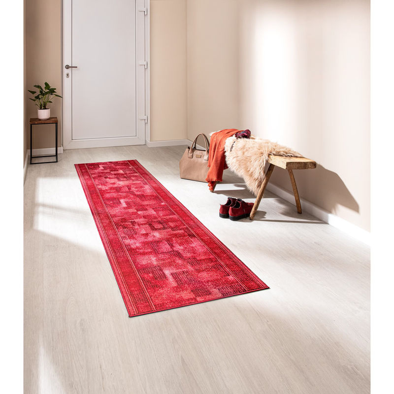 Moderner Teppich Tetris in Rot mit geometrischem Design für den Flur - Bild 2