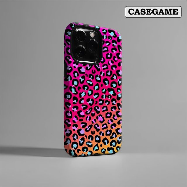 Potdemiel Handyhülle Neon Leopard Design für iPhone 17 16 15 14 13 12 Pro Max Plus mit doppelschichtiger Rückseite in Multicolour - Bild 1