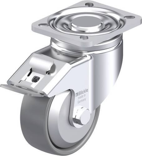 Blickle Stahlblech-Lenkrolle LH-PO 100G-1-FI-ELS-FA in Silber, Rad-Durchmesser: 100 mm, Tragfähigkeit: 280 kg - Bild 1