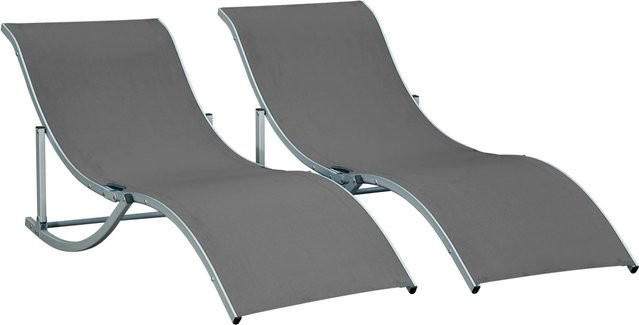 Furnicato 2er Set Sonnenliegen aus Aluminium mit Textilene in Dunkelgrau B/T/H: 165 x 61 x 63 cm - Bild 1
