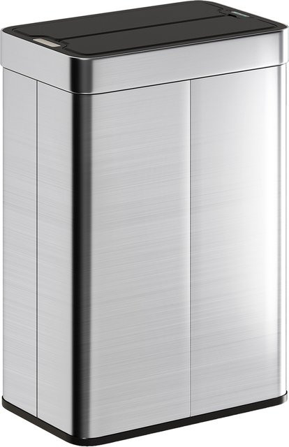 HOMCOM Sensor Mülleimer 55L aus Edelstahl in Silber mit Soft-Close-Schmetterlingsdeckel und berührungloser Bewegungserkennung - Bild 1