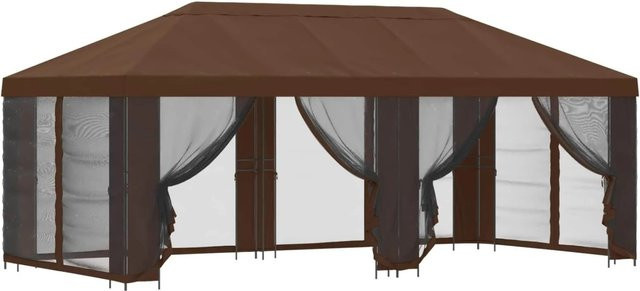 vidaXL Pavillon mit Seitenwänden in Braun aus Polyester und Stahl mit B/T: 600 x 300 cm - Bild 1