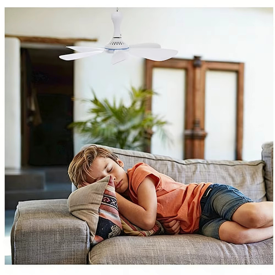 XIAOTREE USB-Deckenventilator in Weiß mit 6 abnehmbaren Flügeln, tragbarer DC 5V Luftzirkulationsventilator für Camping, Wohnmobil und Zuhause - Bild 4