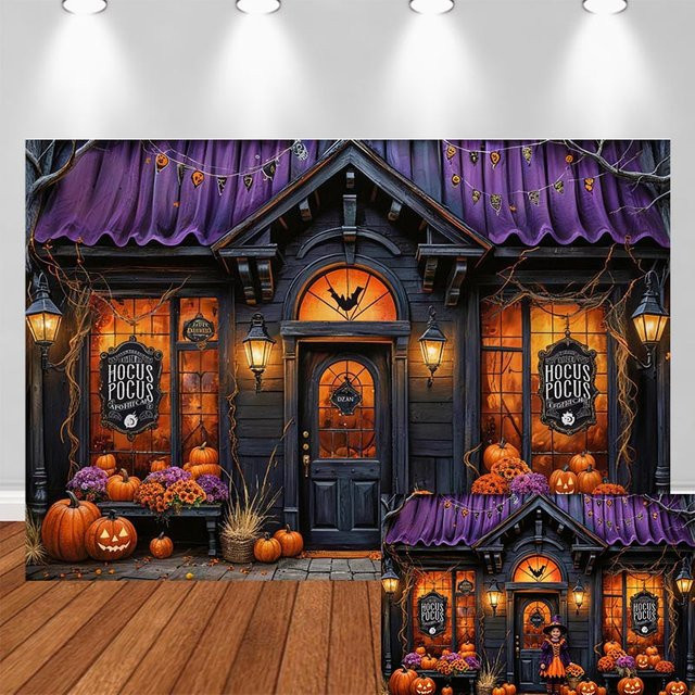 LS Halloween Fotohintergrund Haunted Street als Requisit für Kinder- und Erwachsenen-Festdekorationen in Multicolour - Bild 1