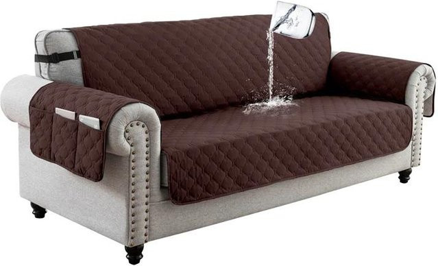 Wasserdichter Sofabezug für 1-4 Sitzer, rutschfester Möbelbezug aus Polyester und Elasthan in Braun - Bild 1