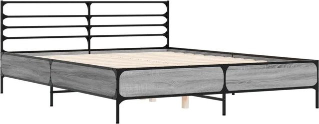 vidaXL Bettgestell in Grau Sonoma aus Holzwerkstoff und Metall B/T/H: 160 x 200 x 163 cm - Bild 1
