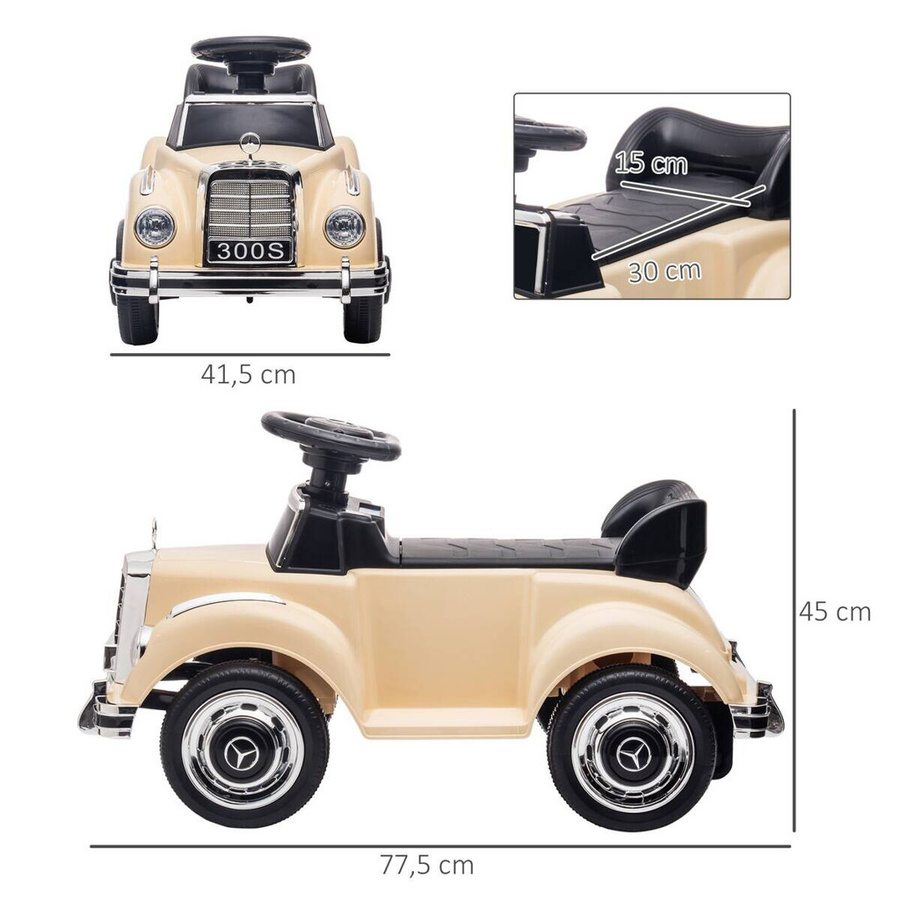 AIYAPLAY Rutschauto Mercedes-Benz 300S Beige mit Anti-Überschlag-Vorrichtung für 18-48 Monaten - Bild 3