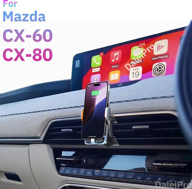 Magnetische Auto-Telefonhalterung mit intelligenter Sensorik und unsichtbarer Basis für Mazda CX-60 und CX-80 in Schwarz - Bild 1